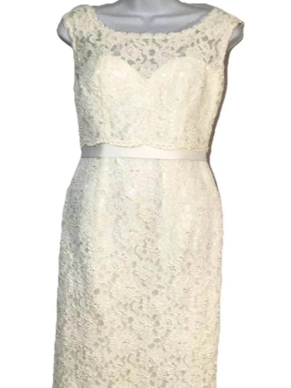 Lady Eleanor Beaded Floral Lace Bow Ivory Bridal Gown Wedding Dress